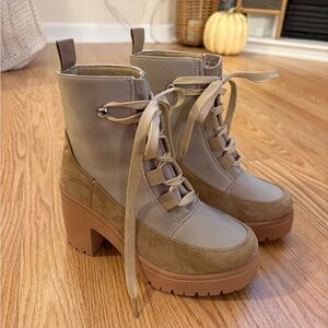 Stylish Tan Platform Ankle Boots